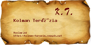 Kolman Terézia névjegykártya